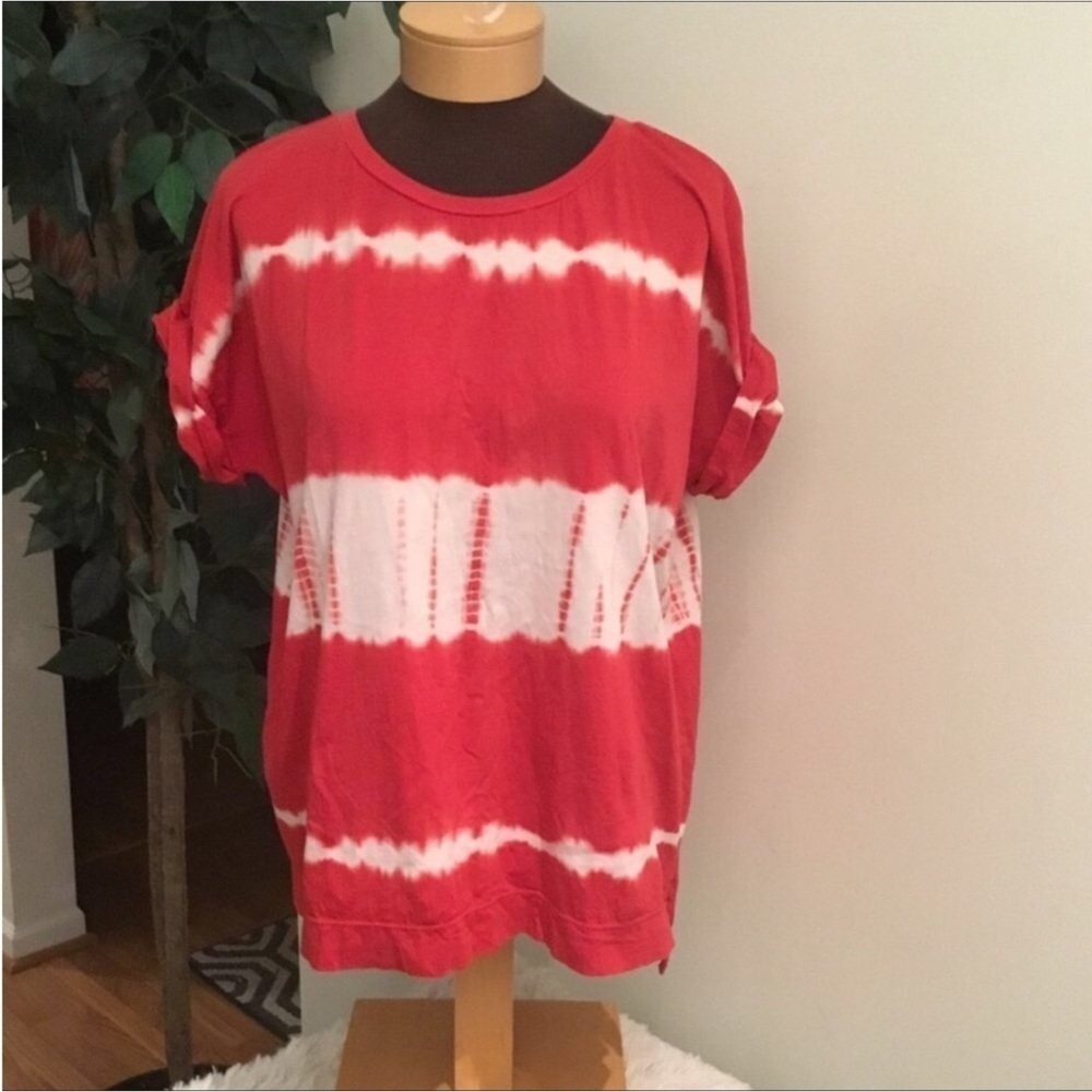 CHAPS short sleeve tee Womans size large red white tie dye crewneck